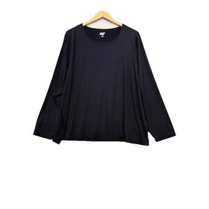 Lands End Women's 3X Swim Tee Rash Guard Black UPF 50 Long Sleeve Casual